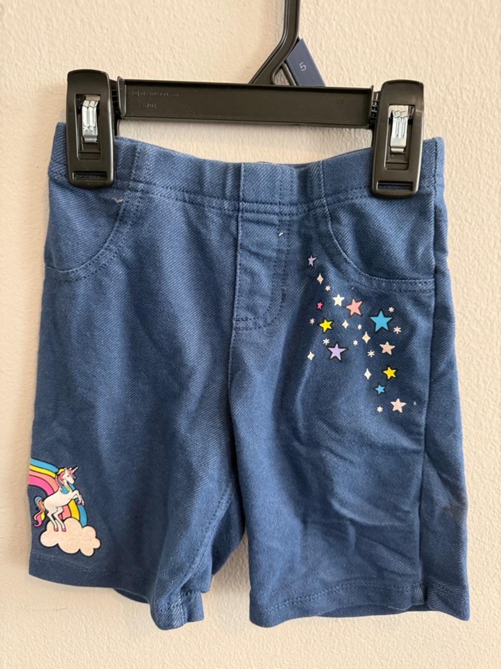 Girls' Navy Unicorn & Star Print Shorts